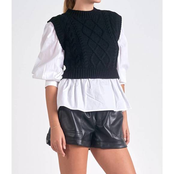 NEW ELAN layered sweater vest in black - Picture 1 of 4